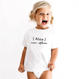 T-shirt Bebé Nome Personalizado "Super Afilhada"