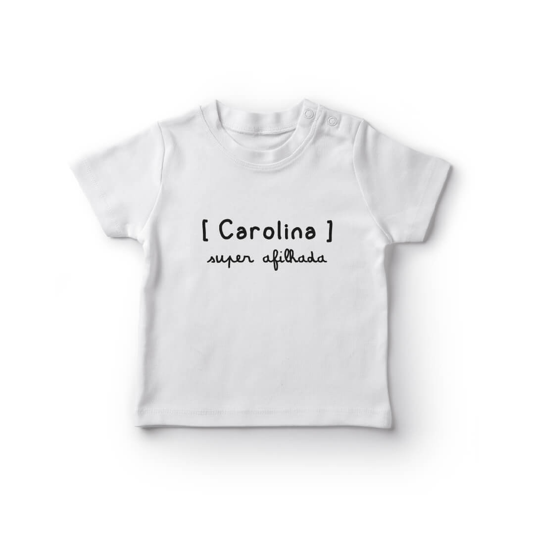 T-shirt Bebé Nome Personalizado "Super Afilhada"