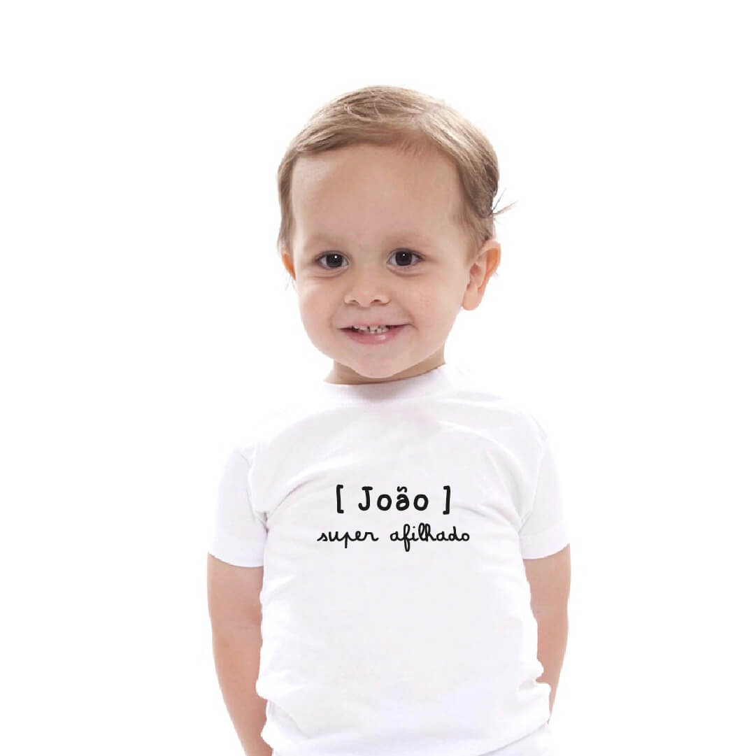 T-shirt Bebé Nome Personalizado "Super Afilhado"